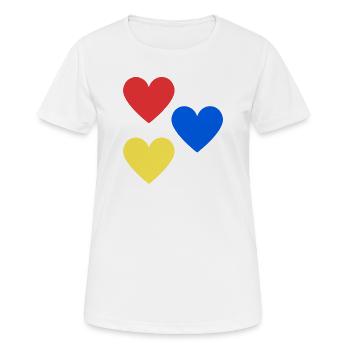 Trio of hearts in primary colors - Women's Breathable T-Shirt - white - Front - AI Model Female 172 dark (172cm)