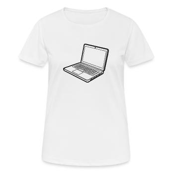 Plan de l’ordinateur portable - T-shirt respirant Femme - blanc - Devant - AI Model Female 172 dark (172cm)