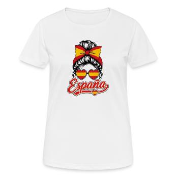 Fußball mit Spanien Flagge lustiger Ball - Frauen T-Shirt atmungsaktiv - Weiß - Vorne - AI Model Female 172 dark (172cm)