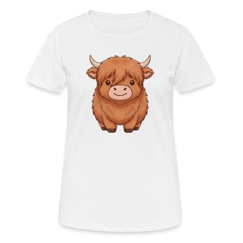 Schottisches Hochlandrind - Frauen T-Shirt atmungsaktiv - Weiß - Vorne - AI Model Female 172 dark (172cm)