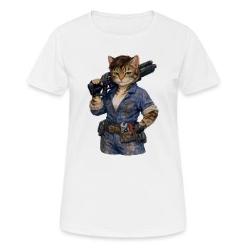 Chatte cyper tachetée Ellen - T-shirt respirant Femme - blanc - Devant - AI Model Female 172 dark (172cm)