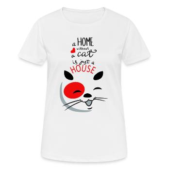 Smiling Cat Heart - Women's Breathable T-Shirt - white - Front - AI Model Female 172 dark (172cm)
