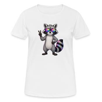 Waschbär mit Sonnenbrille und Peace Zeichen - Frauen T-Shirt atmungsaktiv - Weiß - Vorne - AI Model Female 172 dark (172cm)