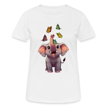 Elephant trumpets butterflies - Women's Breathable T-Shirt - white - Front - AI Model Female 172 dark (172cm)