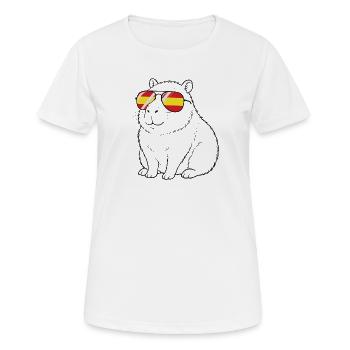  Capybara Spanien Spanische Flagge Sonnenbrille - Frauen T-Shirt atmungsaktiv - Weiß - Vorne - AI Model Female 172 dark (172cm)