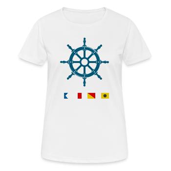Maritimes Signalflaggen Steuerrad Design - Frauen T-Shirt atmungsaktiv - Weiß - Vorne - AI Model Female 172 dark (172cm)