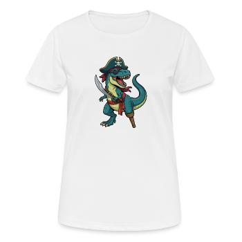 Piraten-Dinosaurier-T-Rex-Humor - Frauen T-Shirt atmungsaktiv - Weiß - Vorne - AI Model Female 172 dark (172cm)