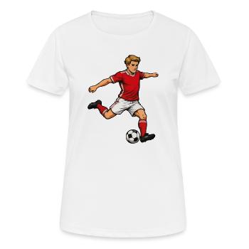 Fußballer im Sprung - Frauen T-Shirt atmungsaktiv - Weiß - Vorne - AI Model Female 172 dark (172cm)