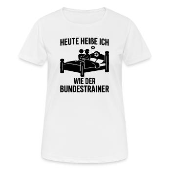 Bundestrainer Fußball Geschlechtsverkehr - Frauen T-Shirt atmungsaktiv - Weiß - Vorne - AI Model Female 172 dark (172cm)