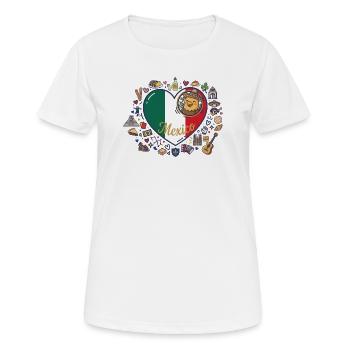 Mexiko Herz Fröhliches Huhn Flaggenstil - Frauen T-Shirt atmungsaktiv - Weiß - Vorne - AI Model Female 172 dark (172cm)