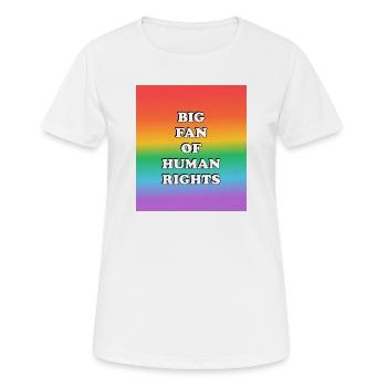 Großer Fan von Human Rights Rainbow - Frauen T-Shirt atmungsaktiv - Weiß - Vorne - AI Model Female 172 dark (172cm)