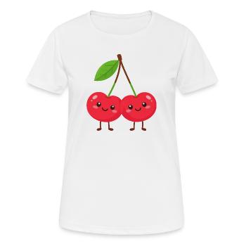 Kuschelige Kirschduo Cartoon - Frauen T-Shirt atmungsaktiv - Weiß - Vorne - AI Model Female 172 dark (172cm)