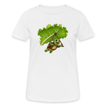 Tortue en voile feuillue - T-shirt respirant Femme - blanc - Devant - AI Model Female 172 dark (172cm)