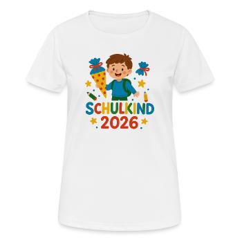 Schulkind 2026 – bunte Schulwelt - Frauen T-Shirt atmungsaktiv - Weiß - Vorne - AI Model Female 172 dark (172cm)