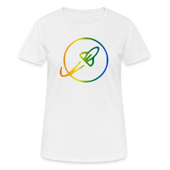 Orbite arc-en-ciel de la fusée - T-shirt respirant Femme - blanc - Devant - AI Model Female 172 dark (172cm)