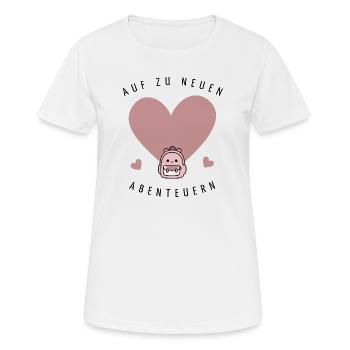 Zu neuen Abenteuern | Einschulung - Frauen T-Shirt atmungsaktiv - Weiß - Vorne - AI Model Female 172 dark (172cm)