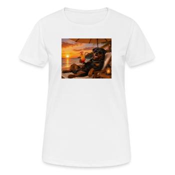 Rottweiler détendu sur la plage - T-shirt respirant Femme - blanc - Devant - AI Model Female 172 dark (172cm)