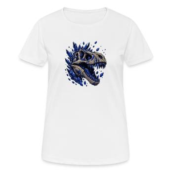Crâne de Dino en Cristal avec des Cristaux Bleus - T-shirt respirant Femme - blanc - Devant - AI Model Female 172 dark (172cm)