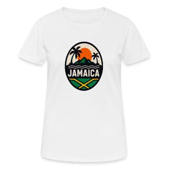 Jamaika Palmen Sonnenuntergang - Frauen T-Shirt atmungsaktiv - Weiß - Vorne - AI Model Female 172 dark (172cm)