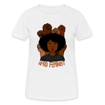 Afro-feministische schwarze Frauenkraft erhob Fäuste - Frauen T-Shirt atmungsaktiv - Weiß - Vorne - AI Model Female 172 dark (172cm)