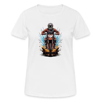 Motorrad-Stunt im Farbschock - Frauen T-Shirt atmungsaktiv - Weiß - Vorne - AI Model Female 172 dark (172cm)