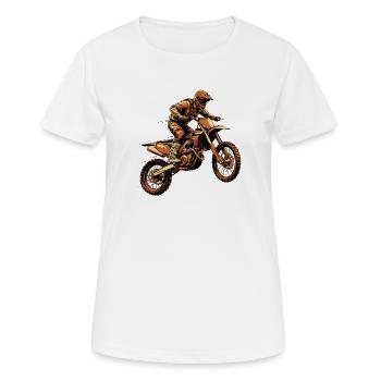 Desert Racing Dirt Bike Rider - Women's Breathable T-Shirt - white - Front - AI Model Female 172 dark (172cm)