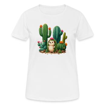 Amis cactus Hérissons dans le paradis du désert - T-shirt respirant Femme - blanc - Devant - AI Model Female 172 dark (172cm)