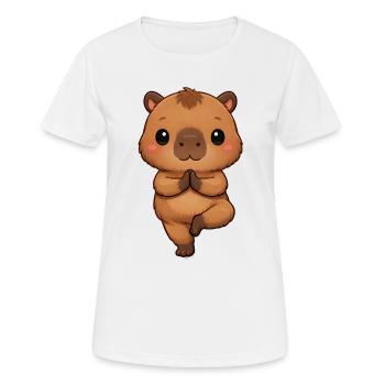 Capybara pratique le yoga - T-shirt respirant Femme - blanc - Devant - AI Model Female 172 dark (172cm)