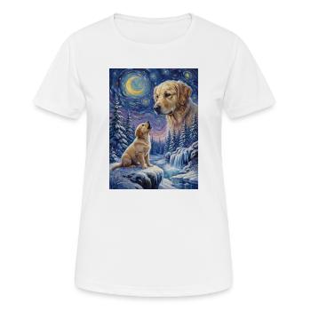 Howling to the Moon Meme Hund Golden Retriever - Frauen T-Shirt atmungsaktiv - Weiß - Vorne - AI Model Female 172 dark (172cm)