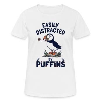 Easily Distracted By Puffins Papageitaucher - Frauen T-Shirt atmungsaktiv - Weiß - Vorne - AI Model Female 172 dark (172cm)