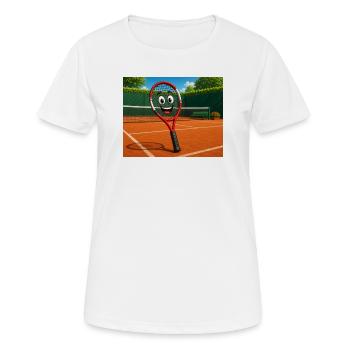 Fröhlicher Tennisschläger - Frauen T-Shirt atmungsaktiv - Weiß - Vorne - AI Model Female 172 dark (172cm)