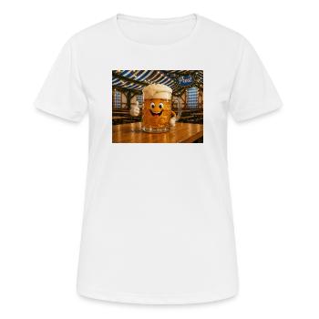 Lachender Bierkrug - Frauen T-Shirt atmungsaktiv - Weiß - Vorne - AI Model Female 172 dark (172cm)