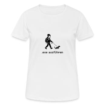exe ausführen Sys ADMIN Systemadministrator Nerd - Frauen T-Shirt atmungsaktiv - Weiß - Vorne - AI Model Female 172 dark (172cm)