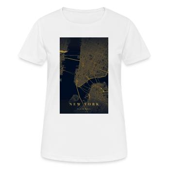 Carte des rues de New York en or - T-shirt respirant Femme - blanc - Devant - AI Model Female 172 dark (172cm)