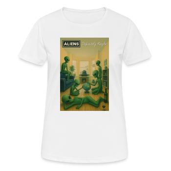 Green Aliens at Home with Globe - Women's Breathable T-Shirt - white - Front - AI Model Female 172 dark (172cm)