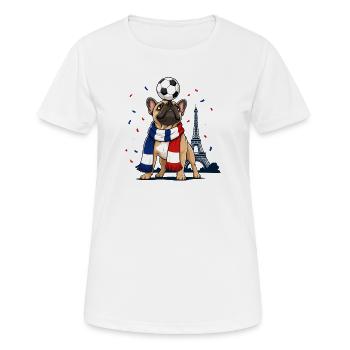 Motif de supporter de football des Bulldogs de France Tour Eiffel - T-shirt respirant Femme - blanc - Devant - AI Model Female 172 dark (172cm)