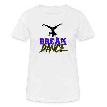 Breakdance Schriftzug Kontrast - Frauen T-Shirt atmungsaktiv - Weiß - Vorne - AI Model Female 172 dark (172cm)