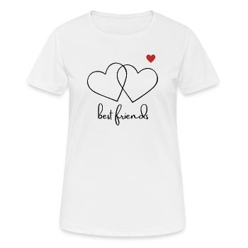 Black silhouette with red heart I Best Friends - Women's Breathable T-Shirt - white - Front - AI Model Female 172 dark (172cm)