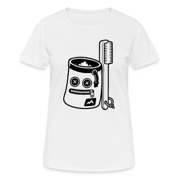 Bouldern Chalkbag Bürste Motiv - Frauen T-Shirt atmungsaktiv - Weiß - Vorne - AI Model Female 172 dark (172cm)