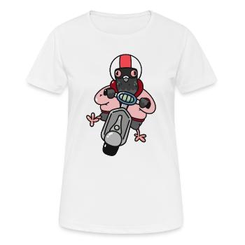 Carla Columba - Pigeon sur trottinette - T-shirt respirant Femme - blanc - Devant - AI Model Female 172 dark (172cm)
