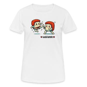 Sushi de combat karaté avec coup de pied sauté - T-shirt respirant Femme - blanc - Devant - AI Model Female 172 dark (172cm)