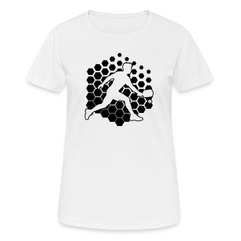 Motif du match de pickleball autour d’un joueur de pickleball - T-shirt respirant Femme - blanc - Devant - AI Model Female 172 dark (172cm)