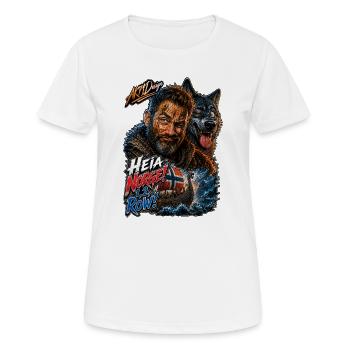 Heia Norge Norwegen Fan Wikinger Wolf Row Motiv - Frauen T-Shirt atmungsaktiv - Weiß - Vorne - AI Model Female 172 dark (172cm)