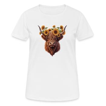 Bétail des hautes terres de Sonnenkranz - T-shirt respirant Femme - blanc - Devant - AI Model Female 172 dark (172cm)