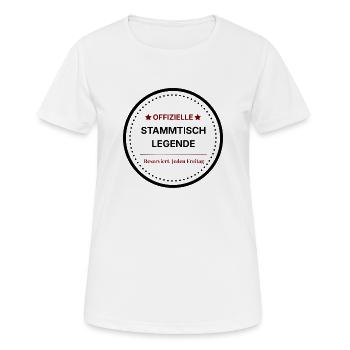Stammtisch Legende – Offizielles Abzeichen - Frauen T-Shirt atmungsaktiv - Weiß - Vorne - AI Model Female 172 dark (172cm)