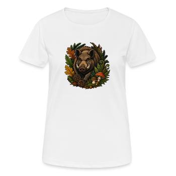 Sanglier de la forêt d’automne - T-shirt respirant Femme - blanc - Devant - AI Model Female 172 dark (172cm)