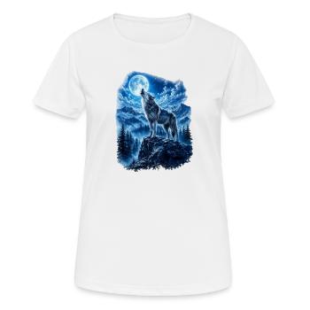 Wolf howls at the moon - Women's Breathable T-Shirt - white - Front - AI Model Female 172 dark (172cm)
