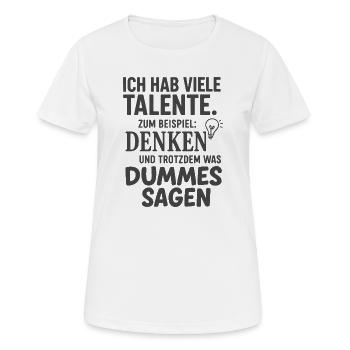 Lustiges Spruch Design Viele Talente - Frauen T-Shirt atmungsaktiv - Weiß - Vorne - AI Model Female 172 dark (172cm)