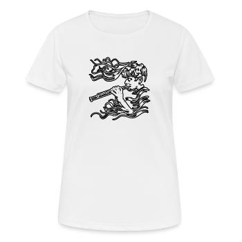 Sketch du garçon de flûte - T-shirt respirant Femme - blanc - Devant - AI Model Female 172 dark (172cm)
