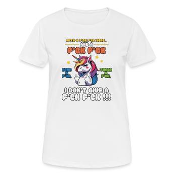 Regenbogen-Einhorn freche Botschaft - Frauen T-Shirt atmungsaktiv - Weiß - Vorne - AI Model Female 172 dark (172cm)